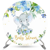 Cercle Bleu Floral Et Toile De Fond De Douche De Bébé éléphant